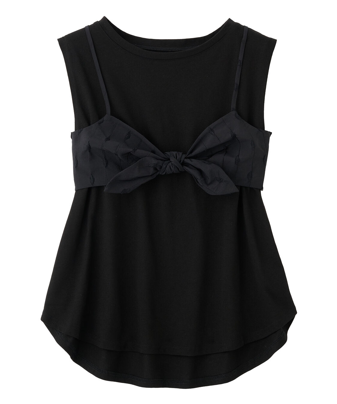 COCO DEAL「ジャカードリボンビスチェ&times;ノースリTシャツ」|Tシャツ・カットソー|ブラック&times;ブラック