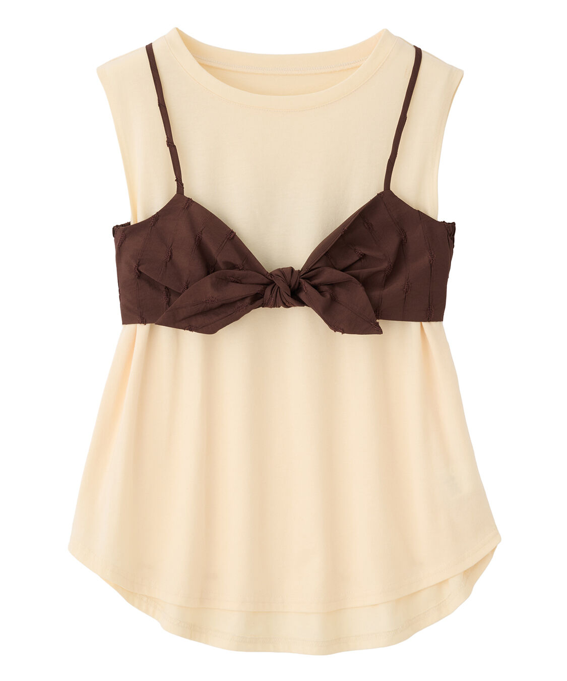 COCO DEAL「ジャカードリボンビスチェ&times;ノースリTシャツ」|Tシャツ・カットソー|イエロー&times;ブラウン