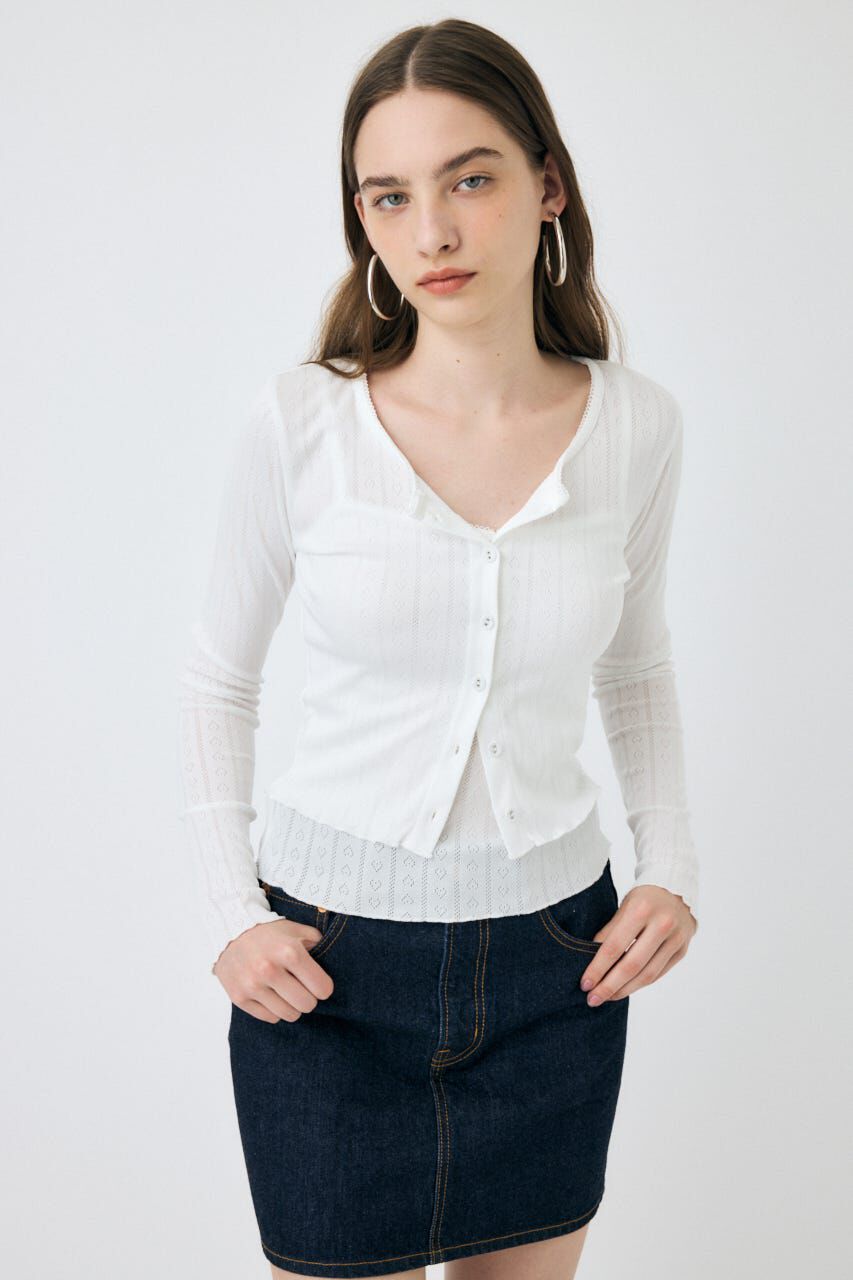 MOUSSY「EYELET U-NECK カーデ & キャミ」|Tシャツ・カットソー|