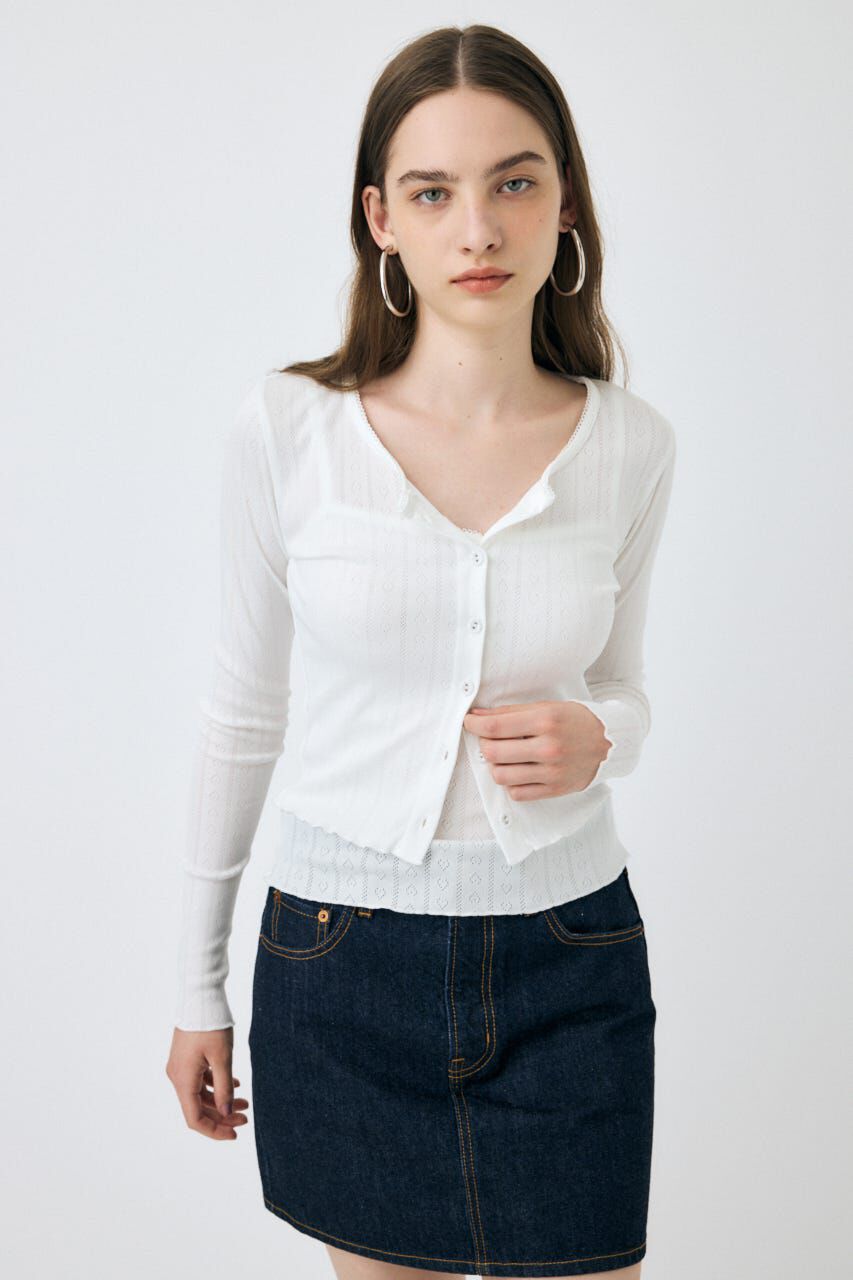 MOUSSY「EYELET U-NECK カーデ & キャミ」|Tシャツ・カットソー|