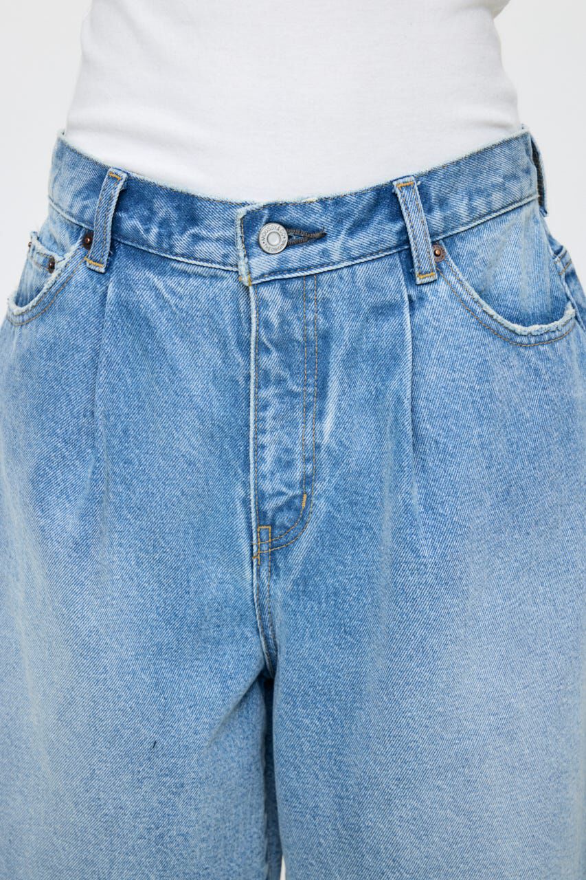 MOUSSY「TUCKED COCOON BERMUDA ショーツ」|デニム|