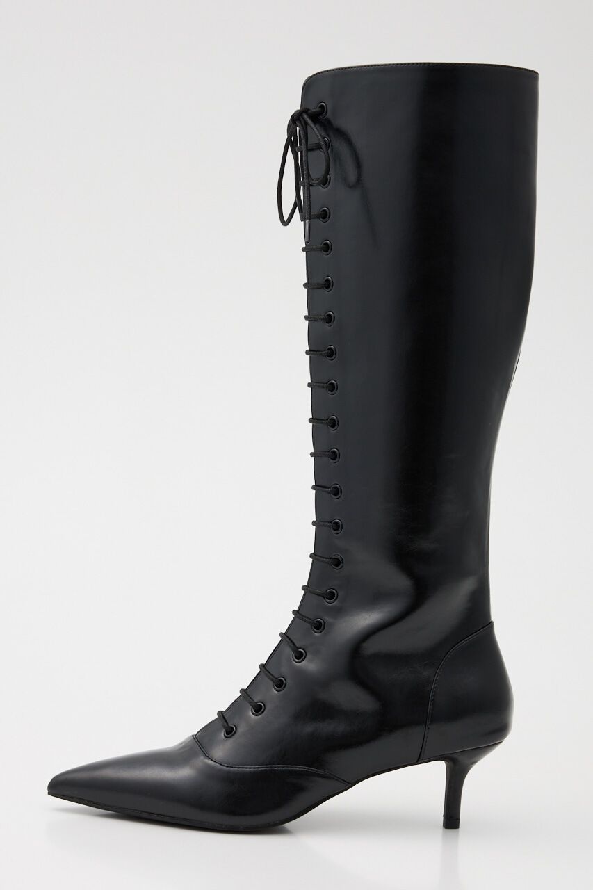 rienda「フロントレースアップロングブーツ」|その他|BLK