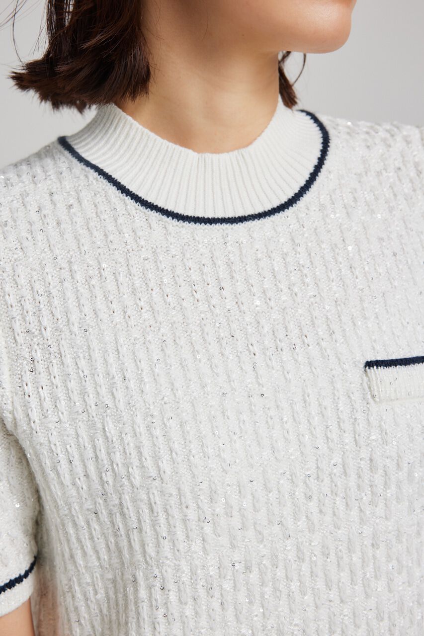 rienda「シャイニーツイードモックネックニットTOP」|ニット・セーター|