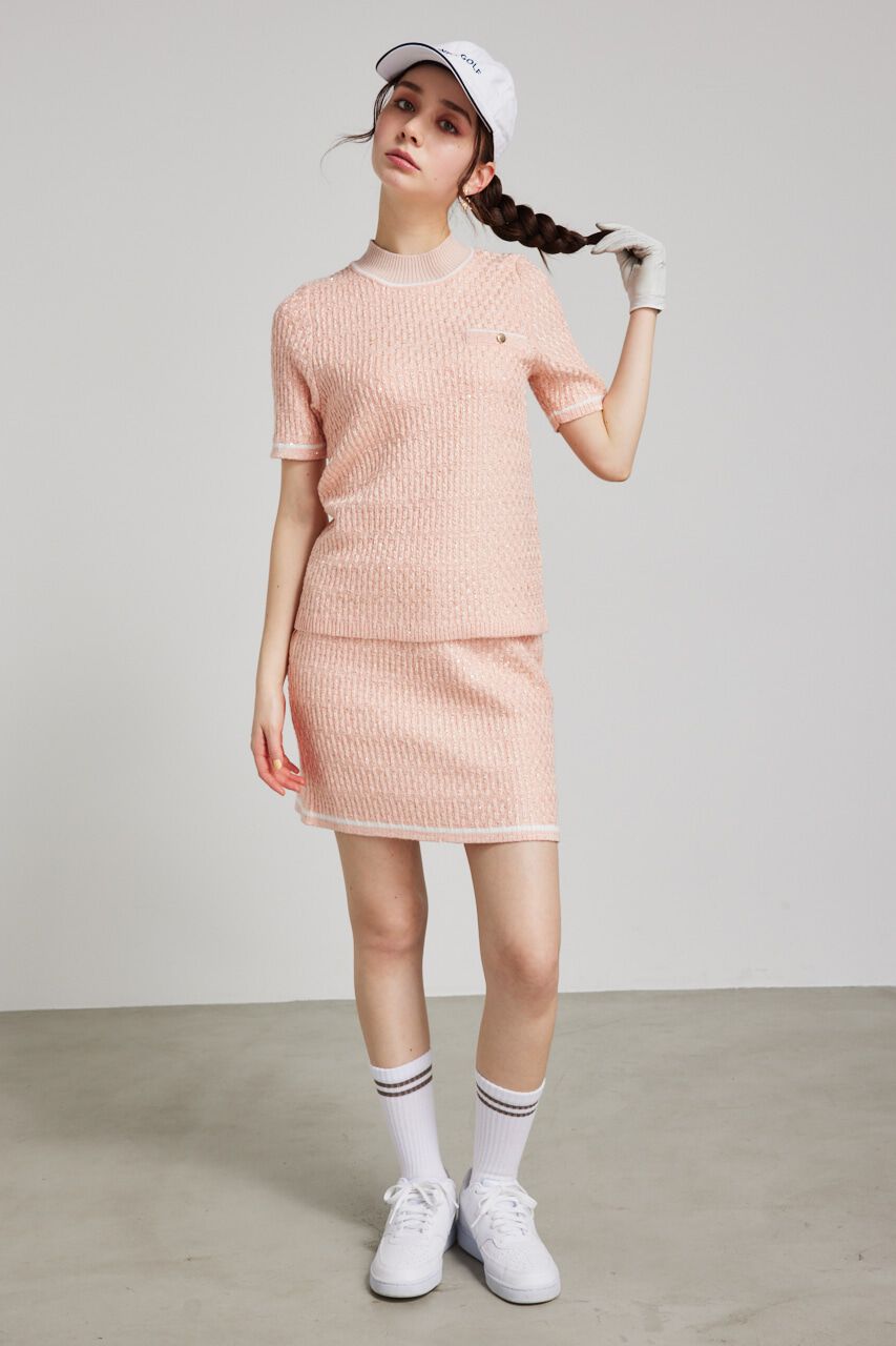 rienda「シャイニーツイードモックネックニットTOP」|ニット・セーター|