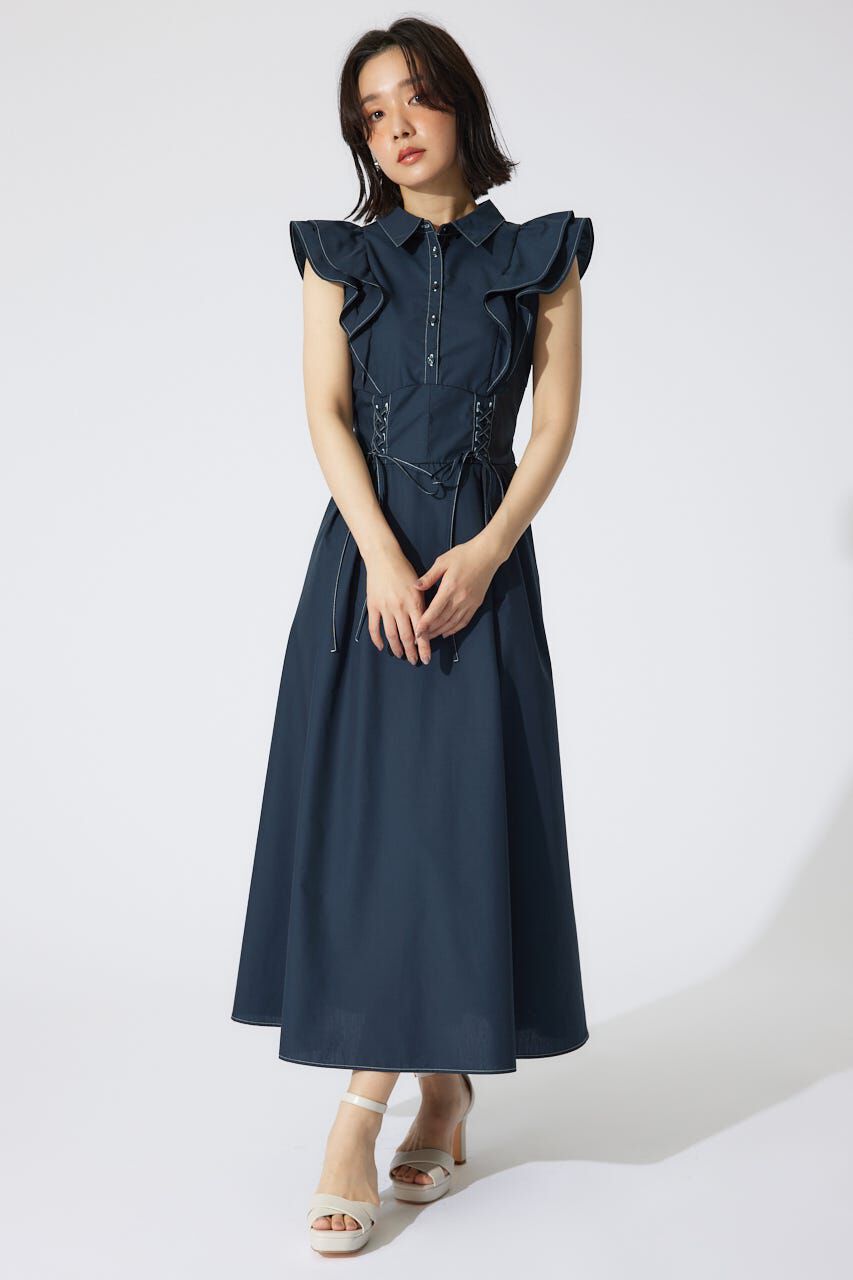 rienda「レースアップフリルワンピース」|ワンピース|