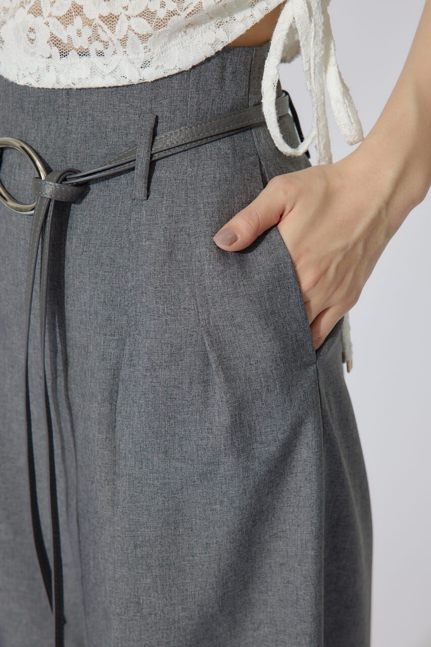 rienda「リネンライクワイドタックベルト付きパンツ」|その他|