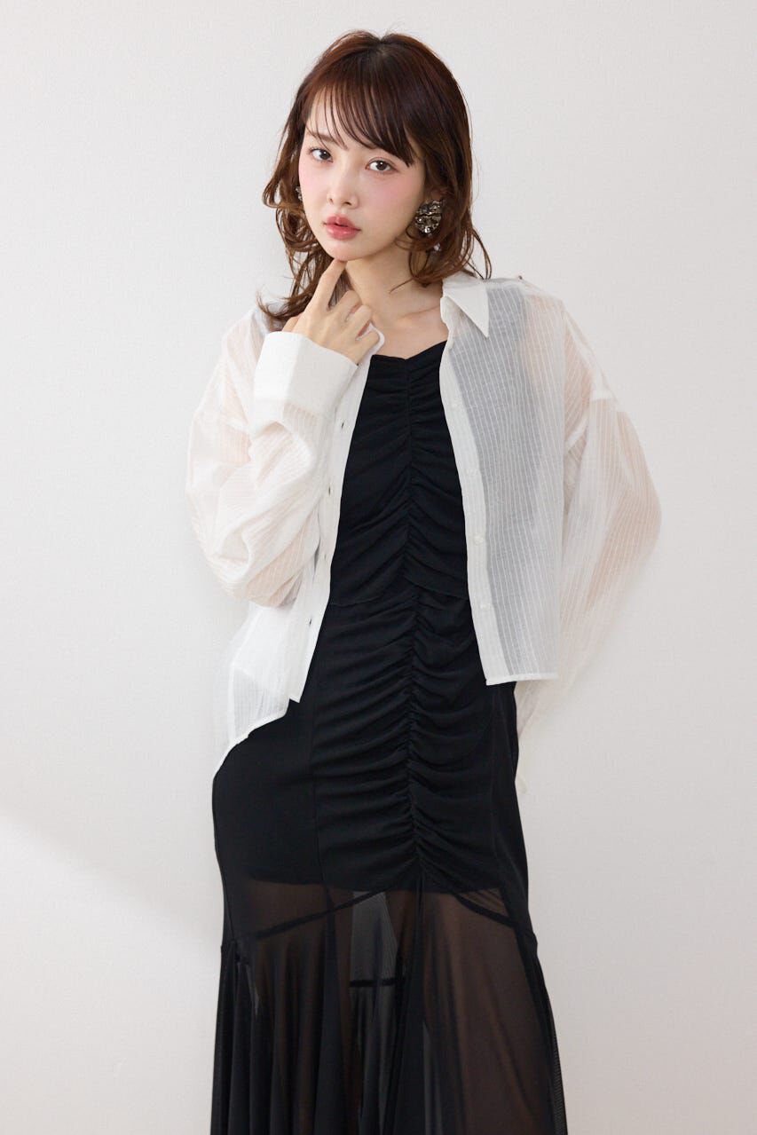 rienda「アシンメトリーストライプシャツ」|シャツ・ブラウス|WHT