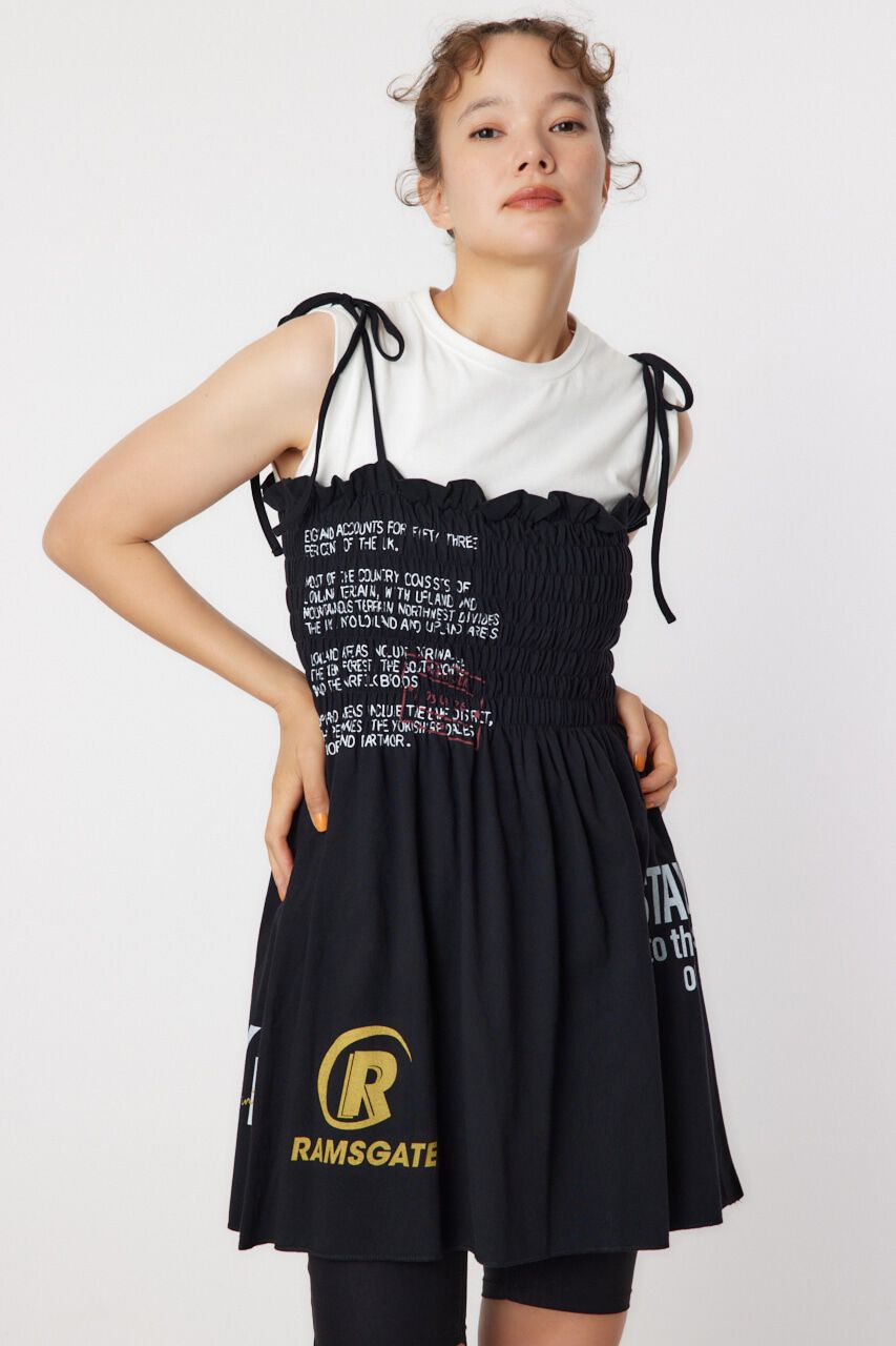 RODEO CROWNS「ランダムテキストシャーリングキャミチュニック」|キャミソール|BLK