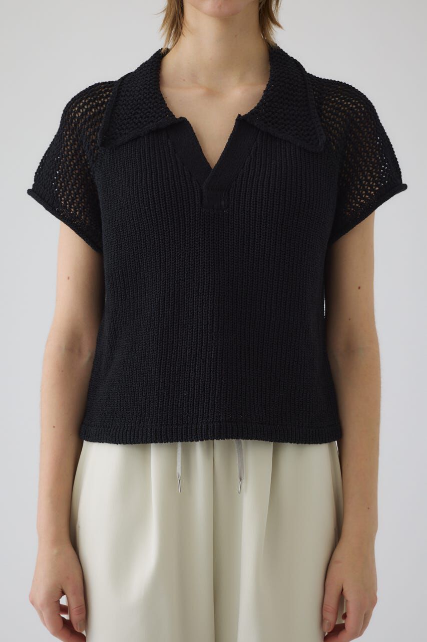 RIM.ARK 「Linen mix open collar tops」|ニット・セーター|