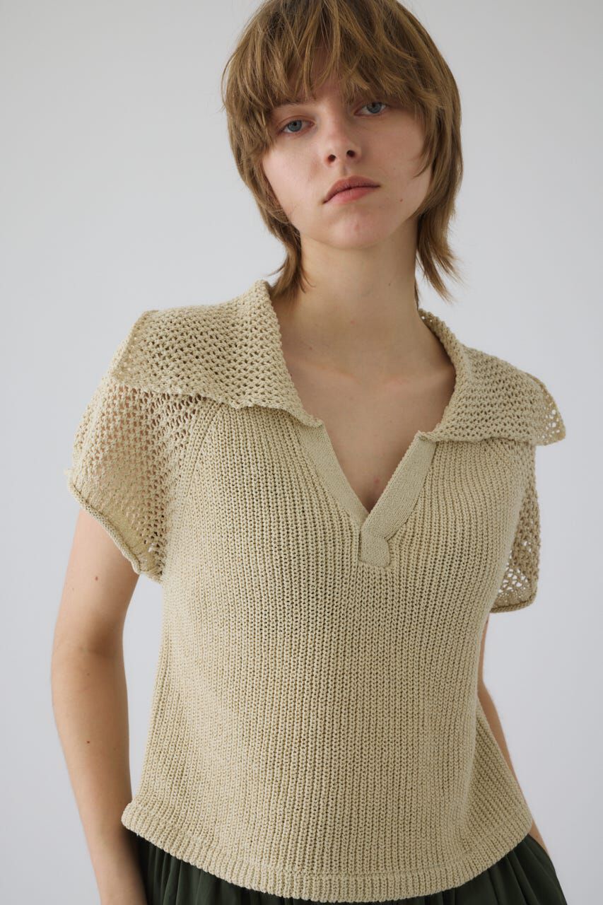 RIM.ARK 「Linen mix open collar tops」|ニット・セーター|