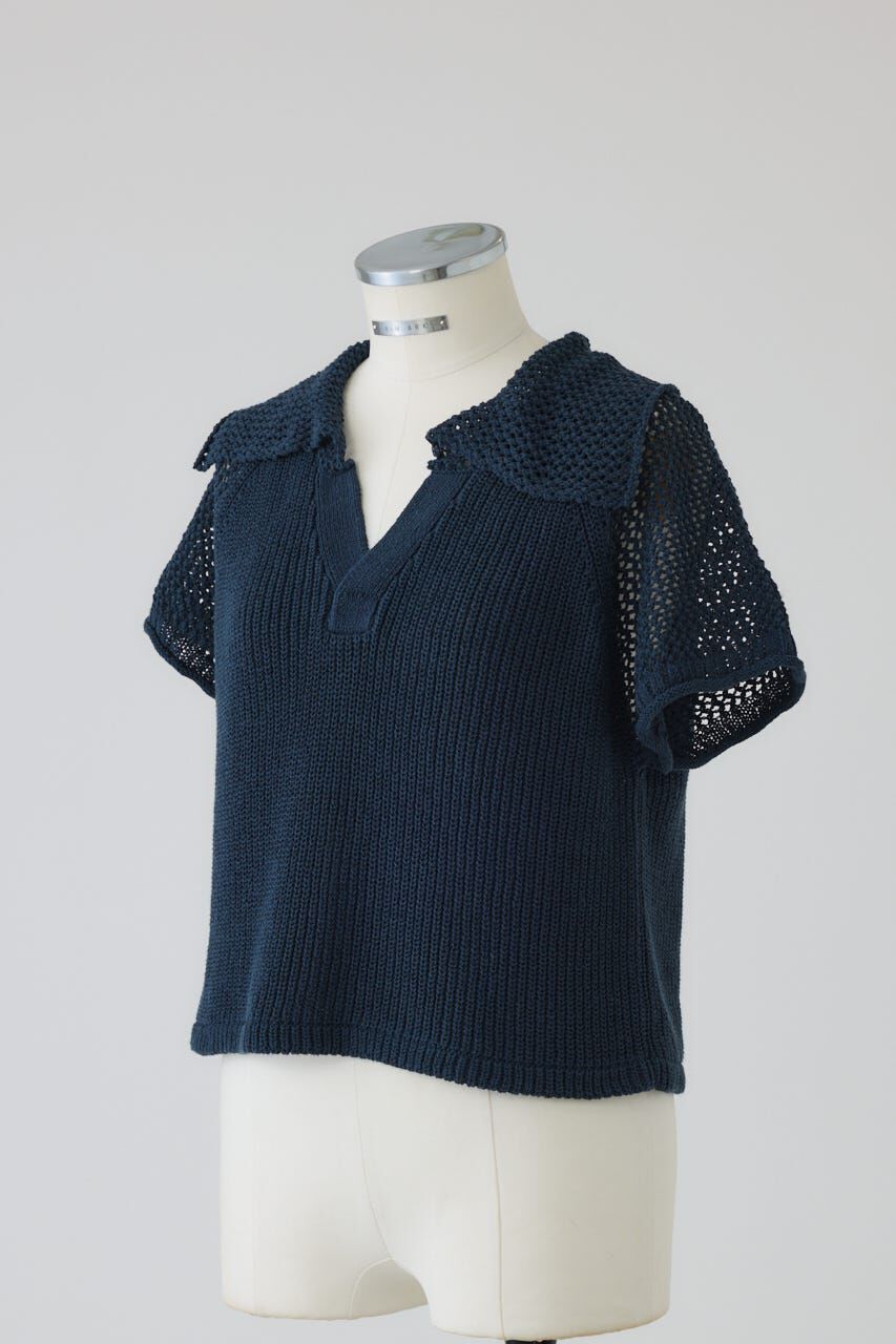 RIM.ARK 「Linen mix open collar tops」|ニット・セーター|