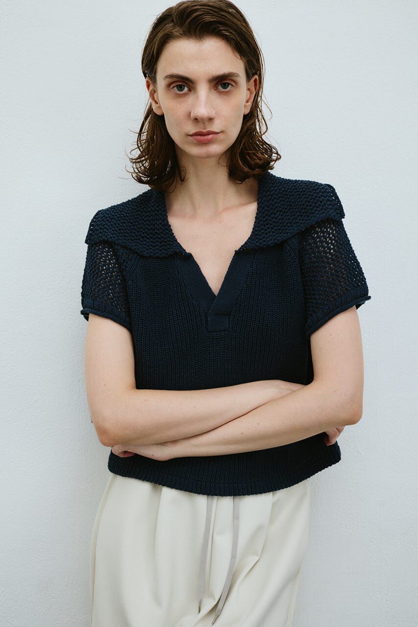 RIM.ARK 「Linen mix open collar tops」|ニット・セーター|
