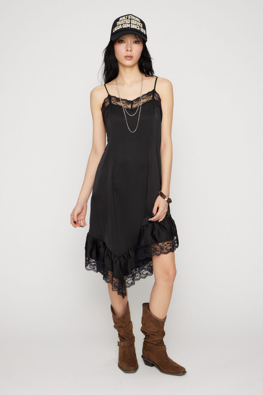 LAGUA GEM「SATIN LACE CAMI ワンピース」|ワンピース|
