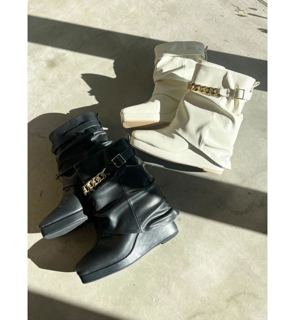 CALNAMUR「レッグカバー付きショートブーツ」|その他|