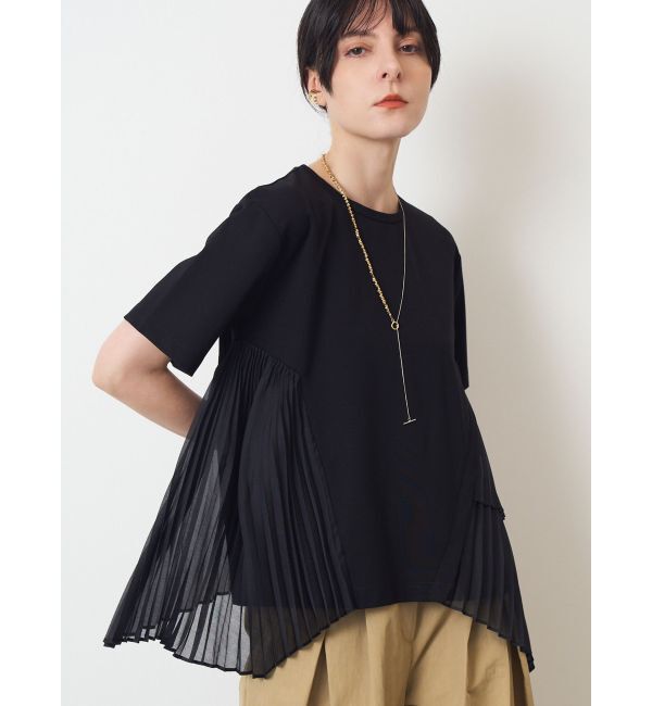 ELENDEEK「PLEAT DOCKING CS」|Tシャツ・カットソー|ブラック