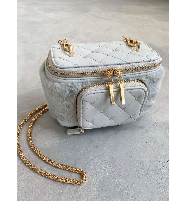 RESEXXY「フロントポケットエコファーバニティバッグ」|ショルダー・メッセンジャー|ブルー