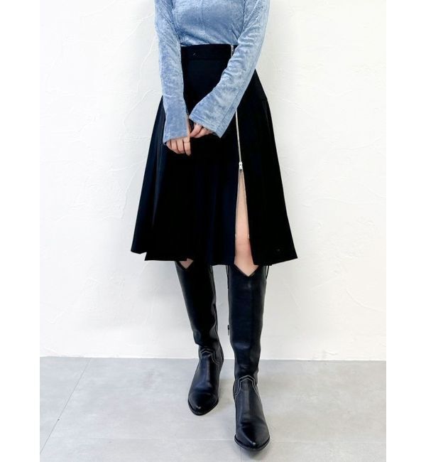 dazzlin「ジップスリットミディスカート」|スカート|ブラック