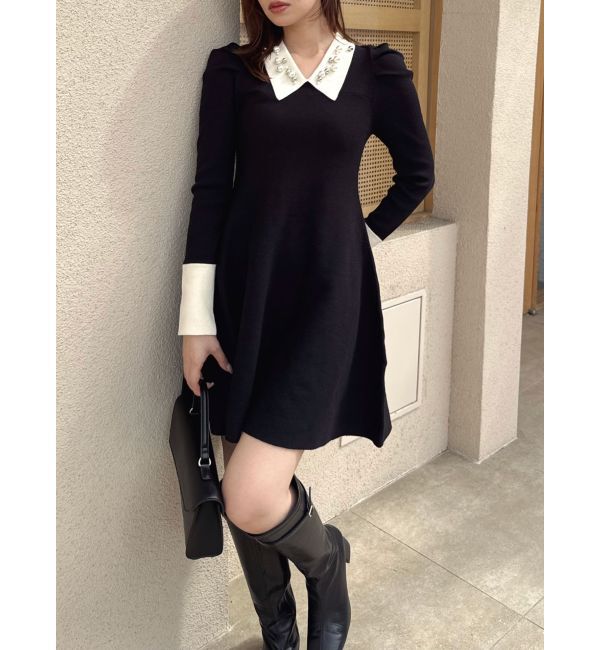 dazzlin「【20周年記念復刻！】オーナメントカラーニットワンピース」|ワンピース|ブラック