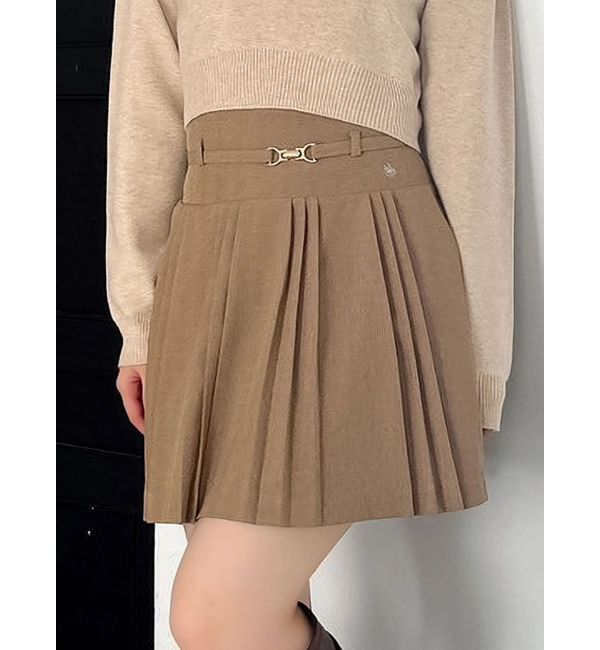 dazzlin「【POLO BCSコラボ】ベルトツキハイウエストプリーツミニスカート」|スカート|ベージュ
