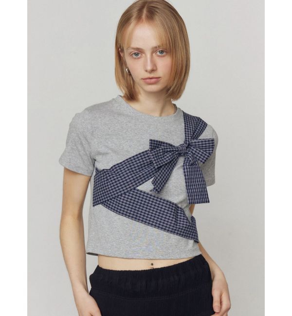 EMODA「リボンテープTシャツ」|Tシャツ・カットソー|グレー