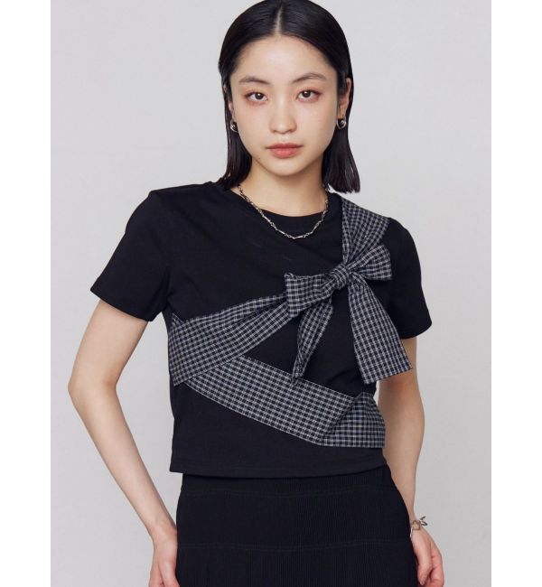 EMODA「リボンテープTシャツ」|Tシャツ・カットソー|ブラック