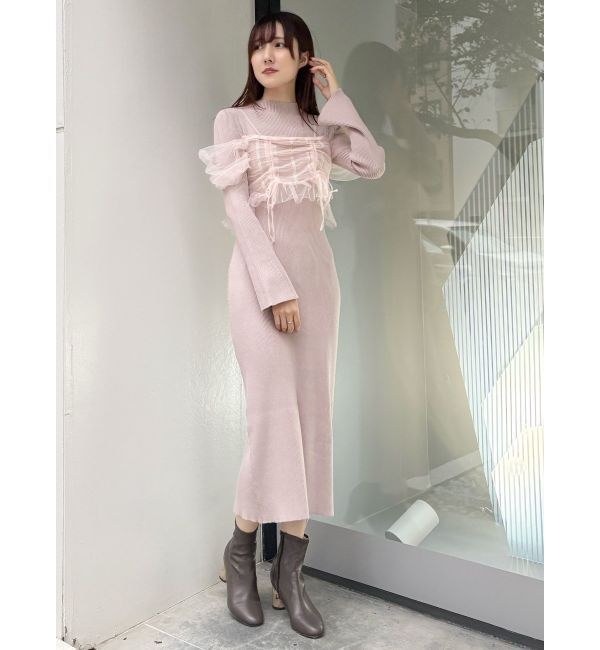 MERCURYDUO「シャーリングビスチェニットワンピース」|ワンピース|