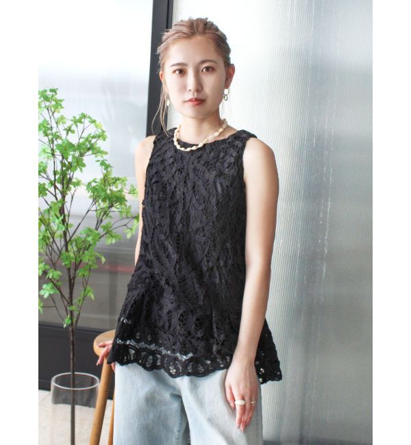 Ungrid「バテンレーストップス」|Tシャツ・カットソー|ブラック