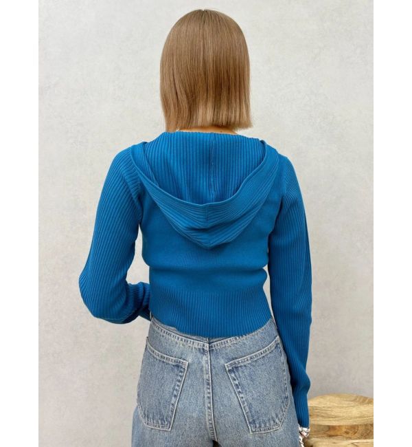 EVRIS「ワンポイントジップアップニットフーディー」|ニット・セーター|