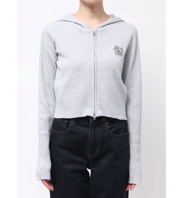 EVRIS「ワンポイントジップアップニットフーディー」|ニット・セーター|