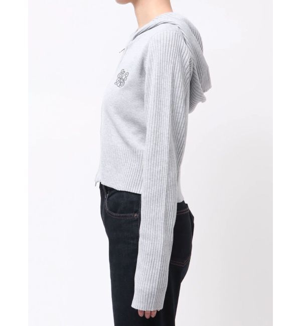 EVRIS「ワンポイントジップアップニットフーディー」|ニット・セーター|