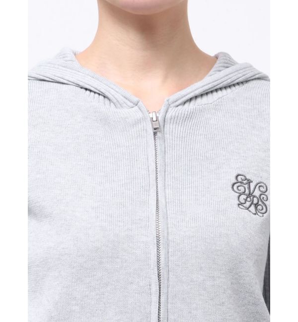 EVRIS「ワンポイントジップアップニットフーディー」|ニット・セーター|