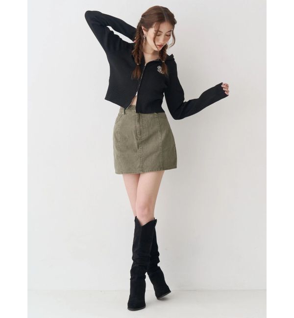 EVRIS「ワンポイントジップアップニットフーディー」|ニット・セーター|