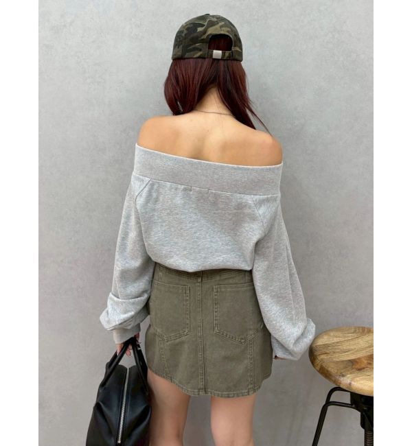 EVRIS「フロントジップオフショルスウェットトップス【セットアップ着用可能】」|スウェット・ジャージ|