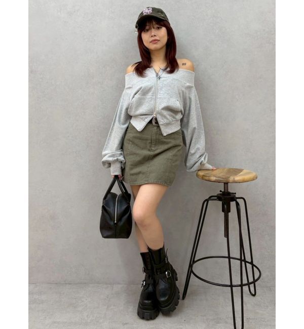 EVRIS「フロントジップオフショルスウェットトップス【セットアップ着用可能】」|スウェット・ジャージ|