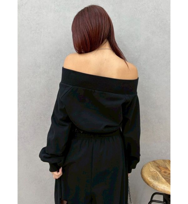 EVRIS「フロントジップオフショルスウェットトップス【セットアップ着用可能】」|スウェット・ジャージ|