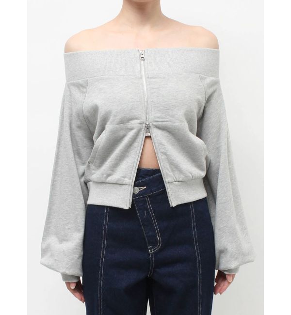 EVRIS「フロントジップオフショルスウェットトップス【セットアップ着用可能】」|スウェット・ジャージ|
