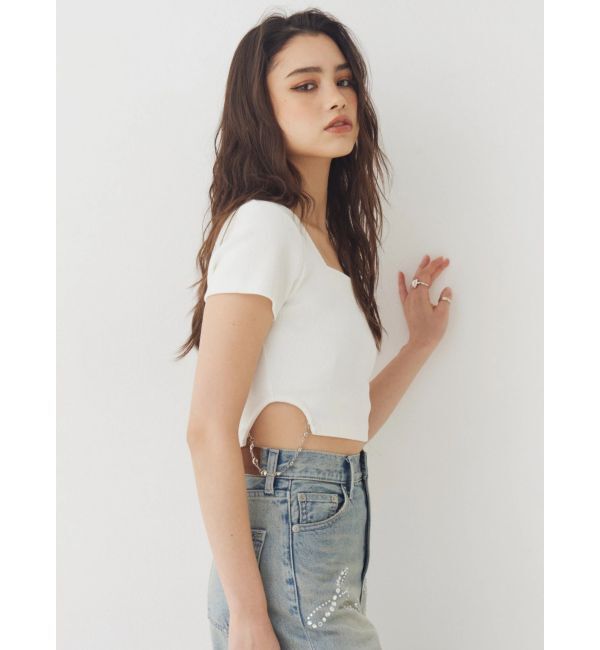 EVRIS「サイドビジューチェーントップス」|Tシャツ・カットソー|