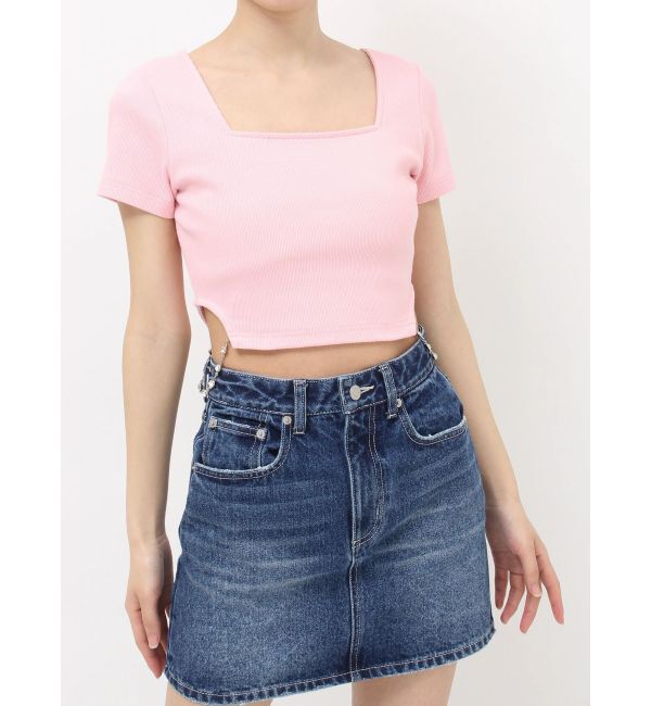 EVRIS「サイドビジューチェーントップス」|Tシャツ・カットソー|ピンク