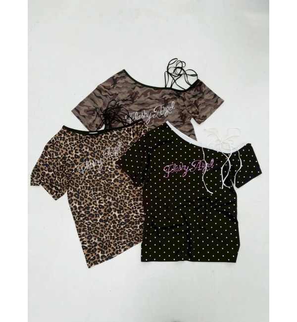 EVRIS「ラインストーンワンショルグラフィックトップス」|Tシャツ・カットソー|