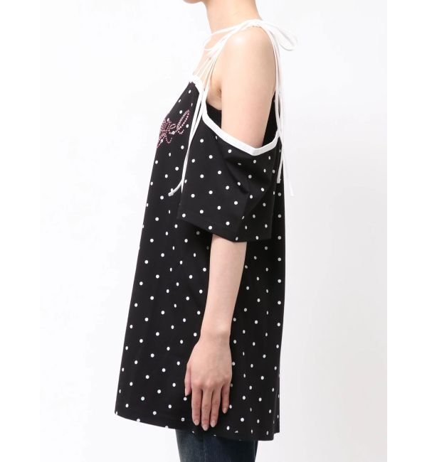 EVRIS「ラインストーンワンショルグラフィックトップス」|Tシャツ・カットソー|