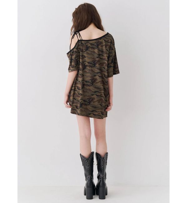 EVRIS「ラインストーンワンショルグラフィックトップス」|Tシャツ・カットソー|