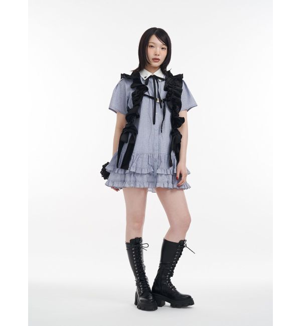 jouetie「リボンタイヘムフリルチュニックシャツ」|シャツ・ブラウス|