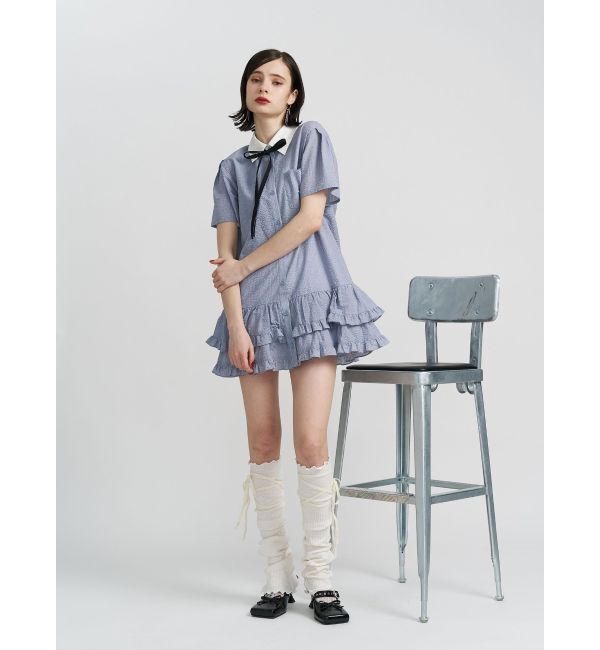 jouetie「リボンタイヘムフリルチュニックシャツ」|シャツ・ブラウス|