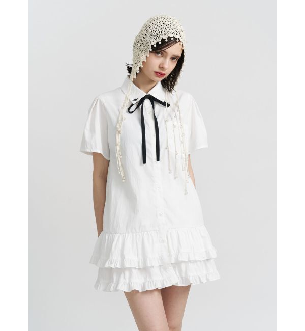 jouetie「リボンタイヘムフリルチュニックシャツ」|シャツ・ブラウス|