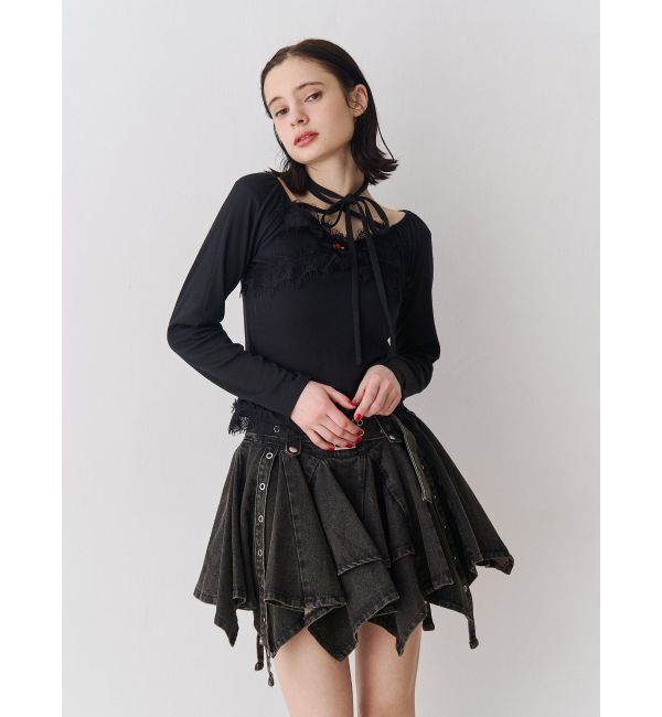 jouetie「アシメヘムデニムミニスカート」|スカート|