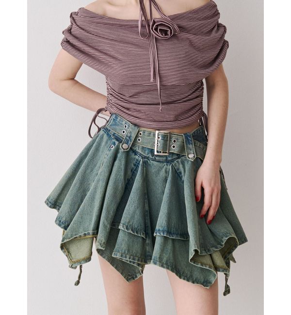 jouetie「アシメヘムデニムミニスカート」|スカート|ブルー