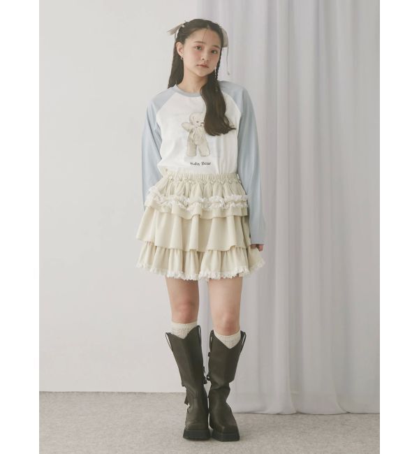 merry jenny「フリルベロアミニスカート」|スカート|