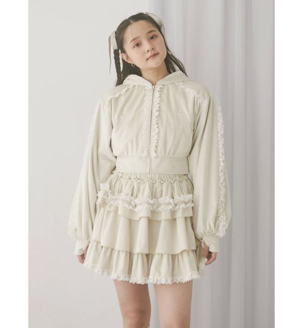 merry jenny「フリルベロアミニスカート」|スカート|
