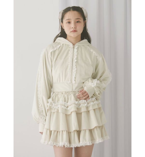 merry jenny「フリルベロアミニスカート」|スカート|