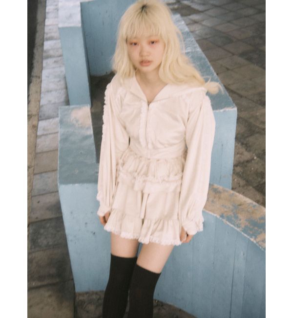 merry jenny「フリルベロアミニスカート」|スカート|